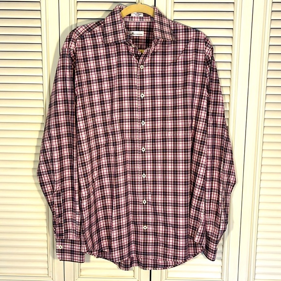 Peter Millar Multicolor Check Button Down Cotton - Picture 1 of 8